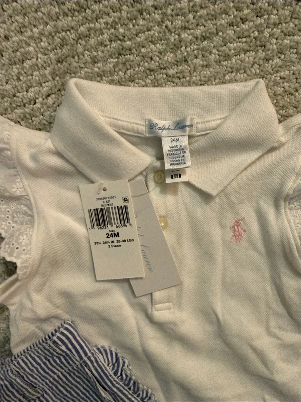 🩵RL🩵 NWT 24m Mesh Polo Shirt & Seersucker Short Set. ADORABLE!